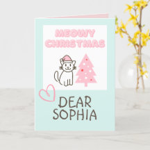 Chat mignon à Santa Hat&Tree Meowy Noël Pastel