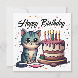 Carte Chat mignon Joyeux anniversaire