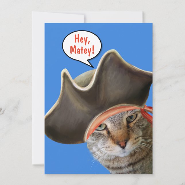 Carte Chat Mignonne Parler Comme Un Jour De Pirate (Devant)
