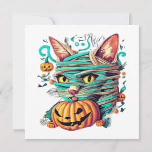 Carte Chat momie drôle Halloween