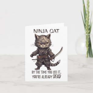 Carte Chat Ninja, Tatouage de Chat Kawaii Samouraï Japon