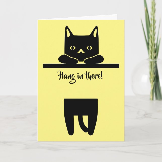 Carte Chat noir, accrochez-vous là ! (Devant)