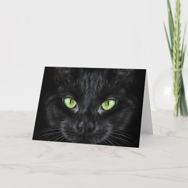 Carte Chat noir aux yeux verts (Devant)