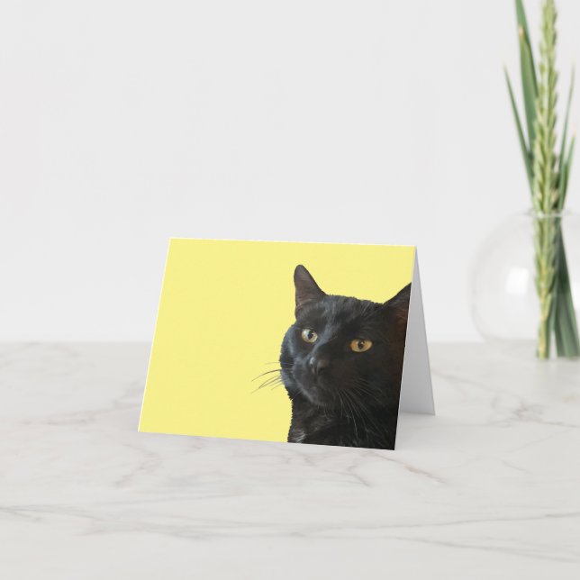 Carte Chat Noir Avec Une Expression Drôle Quirky Coupé (Devant)