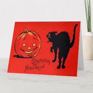 Carte Chat noir Citrouille Jack-o'-lantern