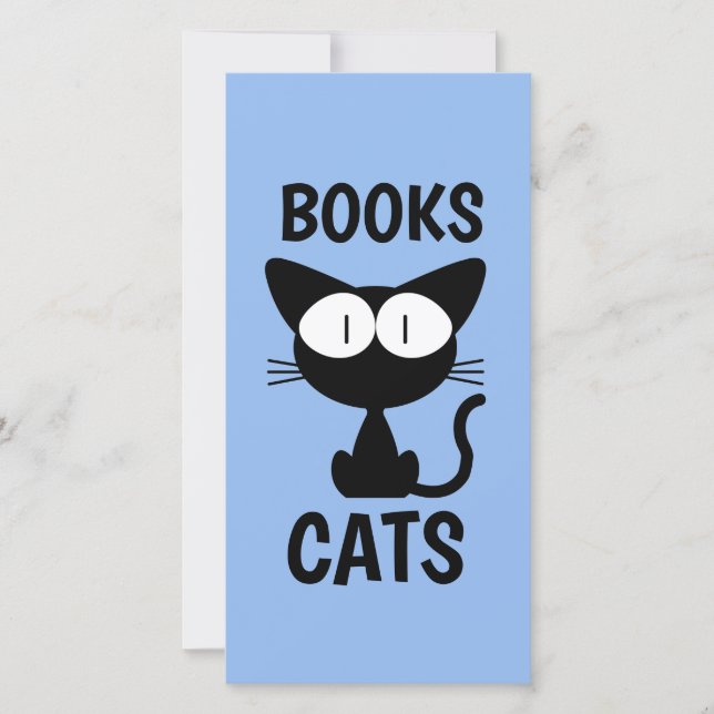 CARTE CHAT NOIR CUTE LIVRE SIGNETS (Devant)