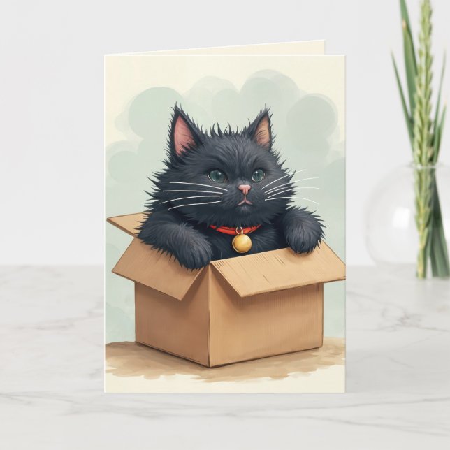 Carte Chat noir dans une boîte (Devant)