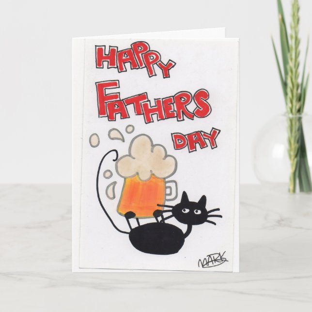 Carte Chat noir de fête des pères (Devant)