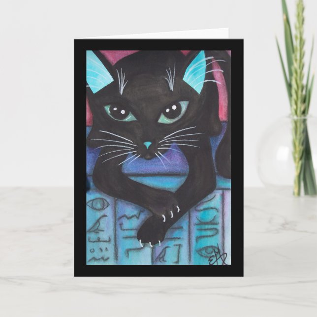 Carte Chat noir de filasse égyptienne (Devant)