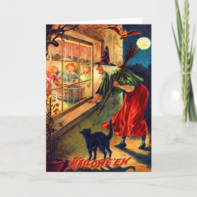 Carte Chat noir de observation de hibou d'enfants de (Devant)