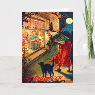 Carte Chat noir de observation de hibou d'enfants de