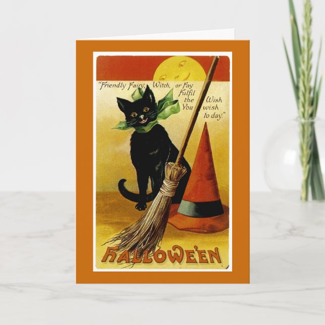 Carte Chat noir d'Halloween (Devant)
