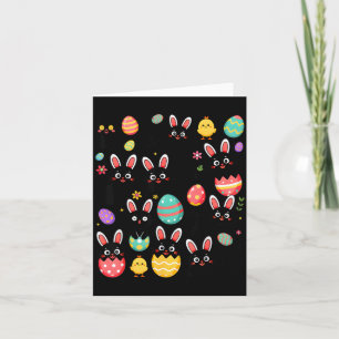 Carte Chat noir drôle avec des œufs de lapin Joyeuse fêt