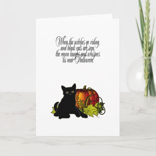 Carte Chat noir et Citrouille (Devant)
