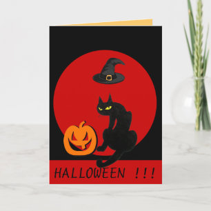 CARTE CHAT NOIR HALLOWEEN PARTY