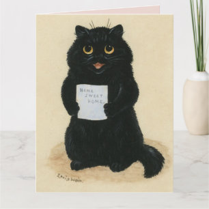 CARTE CHAT NOIR LOUIS WAIIS ART HELLO GREETING CARD