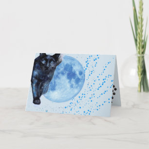 Carte Chat Noir, Lune Et Étoiles Anniversaire