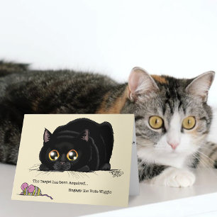 Carte Chat noir mignon en crème qui remue les fesses