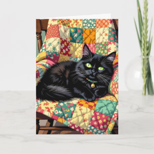 Carte Chat noir mignon Réfléchissez à votre sujet