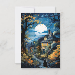 Carte Chat noir - Sérénité Lune