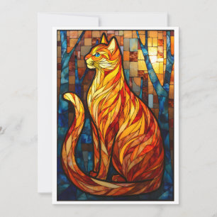 Carte Chat orange de style vitrail