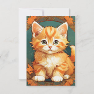 Carte Chat orange style Mucha Alphonse