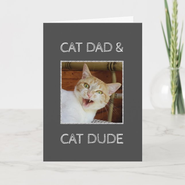 Carte Chat Papa Dude Fête des pères Photo personnalisée  (Devant)