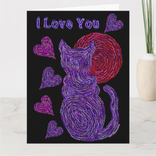 Carte Chat pourpre de Z et l'anniversaire d'amoureux des