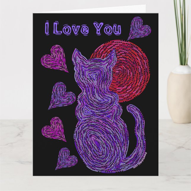 Carte Chat pourpre de Z et l'anniversaire d'amoureux des (Devant)