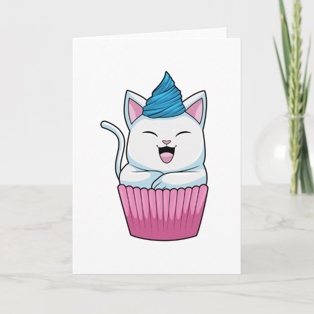Carte Chat qui mange un muffin (Devant)