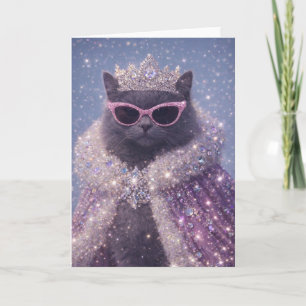 Carte Chat Reine Glamour Portrait Fantastique Étincelant