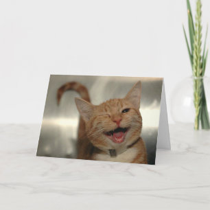 Carte Chat roux clignant joyeux Anniversaire