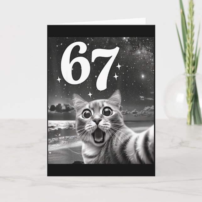 Carte Chat Selfie Avec 67 Mème Drôles de Chats Graphique (Devant)