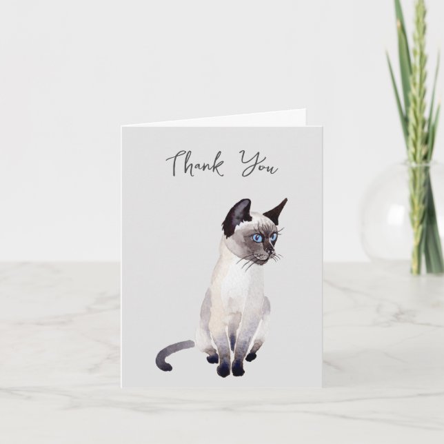 Carte Chat siamois aquarelle (Devant)
