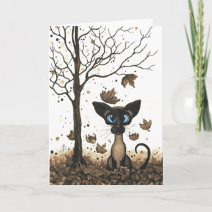Carte Chat siamois d'automne par BiHrLe