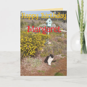 Carte Chat Smoking Mignon Rouge Jaune Anniversaire Nom d