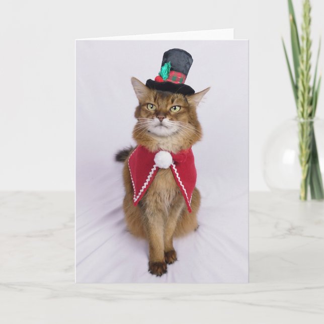 Carte Chat somalien Noël Caroler (Devant)