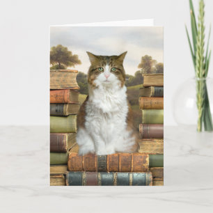 Carte Chat sur des livres