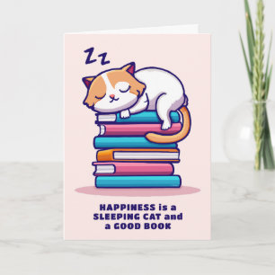 Carte Chat sur une pile de livres Mignon littéraire pers