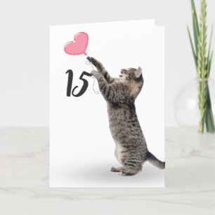 Carte chat tabby 15e anniversaire