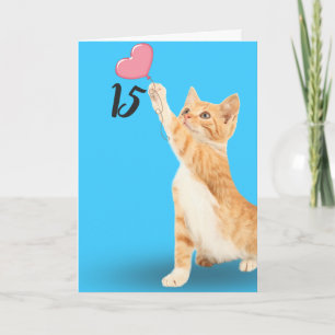 Carte chat tabby 15e anniversaire