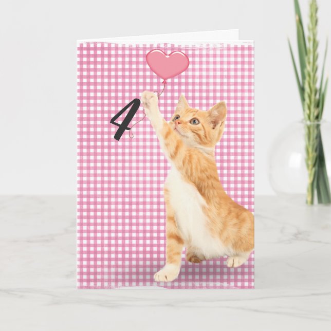 Carte chat tabby de 4ème anniversaire (Devant)