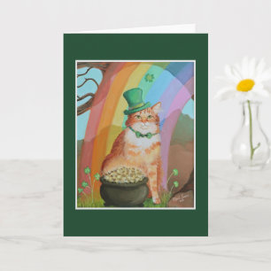Carte Chat tabby jour de la Saint-Patrick Lutin