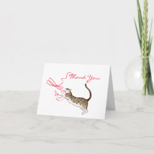 Carte Chat tacheté avec un message de ruban rouge