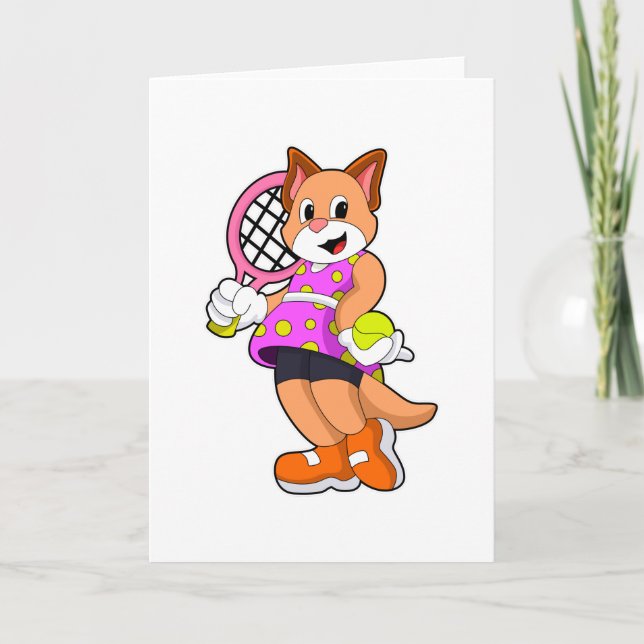 Carte Chat Tennis avec raquette de tennis (Devant)
