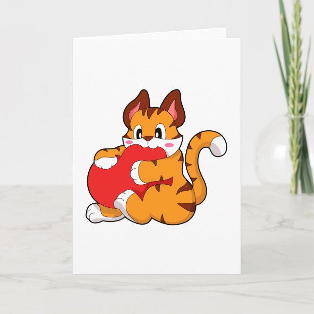 Carte Chat tigre à Love with Heart.PNG (Devant)
