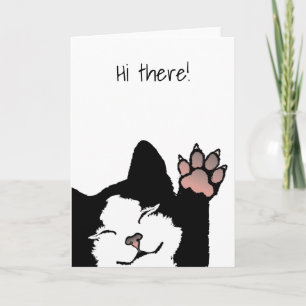 Carte Chat Tuxedo Salut Là
