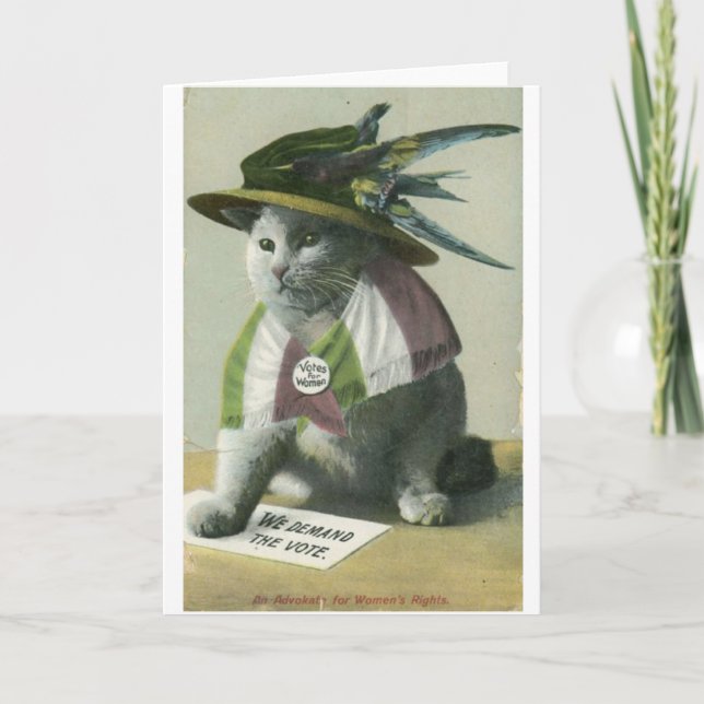 Carte Chat vintage de suffragette, (Devant)