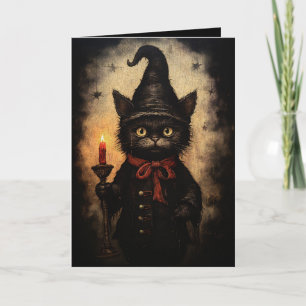 Carte Chat Vintage gothique éffrayant