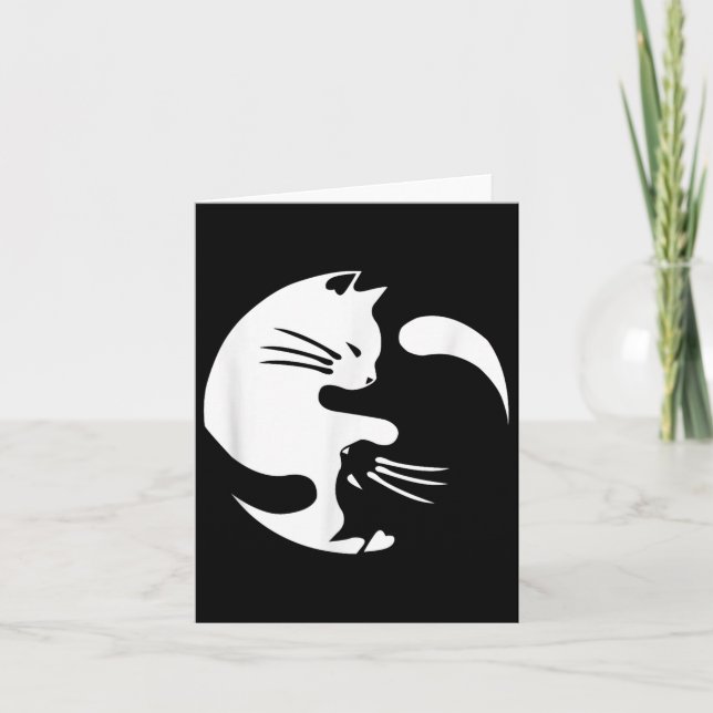 Carte Chat Yin Yang Peace Love Interconnectées Idée cade (Devant)